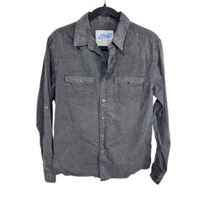 Chalc 100% Cotton Western Snap Button Shirt Gray Workwear Cowboy Men's M